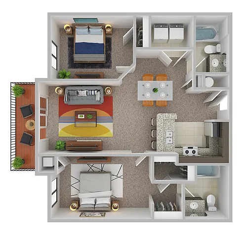 Floor plan 2 Bed 2 Bath