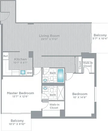 Floor plan 2 Bed 2 Bath