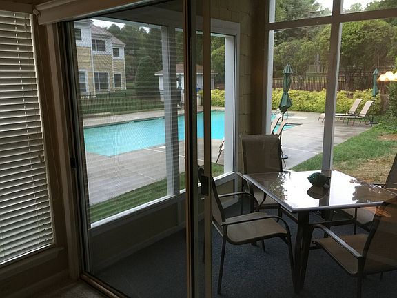 Porch overlooking pool