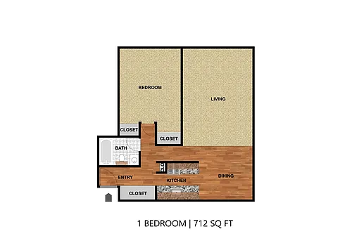 Floor plan Bryant Manor - One Bedroom (B)