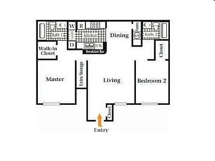 Floor plan 2 Bedroom 2 Bath