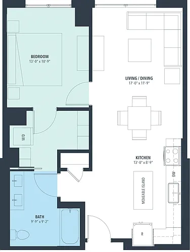 Floor plan 1 Bed/1 Bath-a10n
