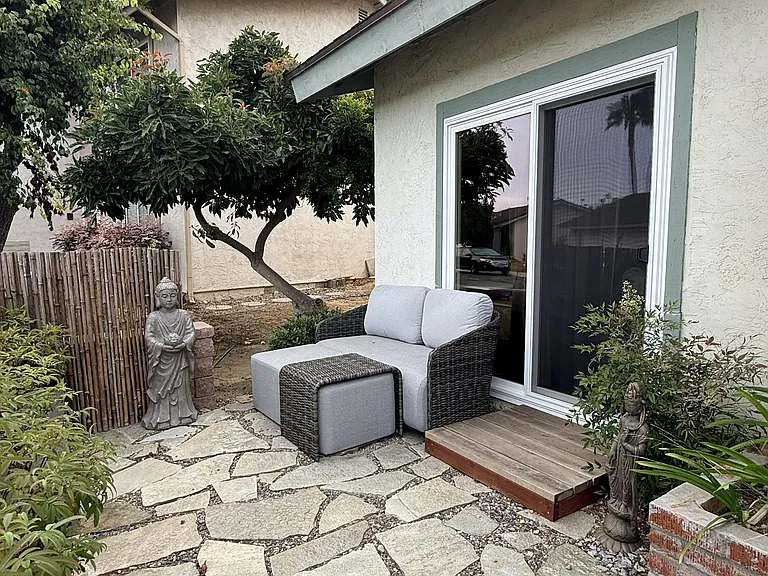 Front bedroom with new sliding door.