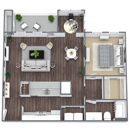 Floor plan A3: 1 Bed 1 Bath