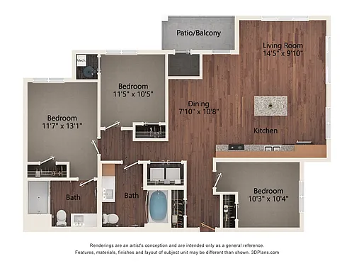 Floor plan Three Bedroom - 3B