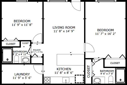 Floor plan 2 Bedroom 2 Bathroom