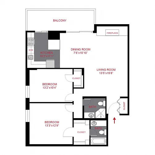Floor plan Plan B2 - Two Bedroom