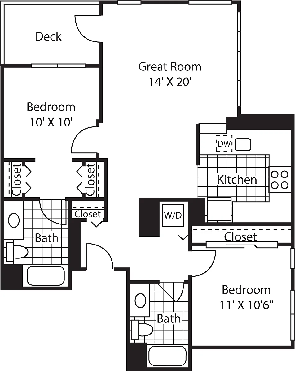 Floor plan 2 Bed 1703-2303 SE