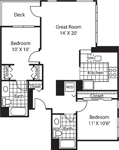 Floor plan 2 Bed 1703-2303 SE