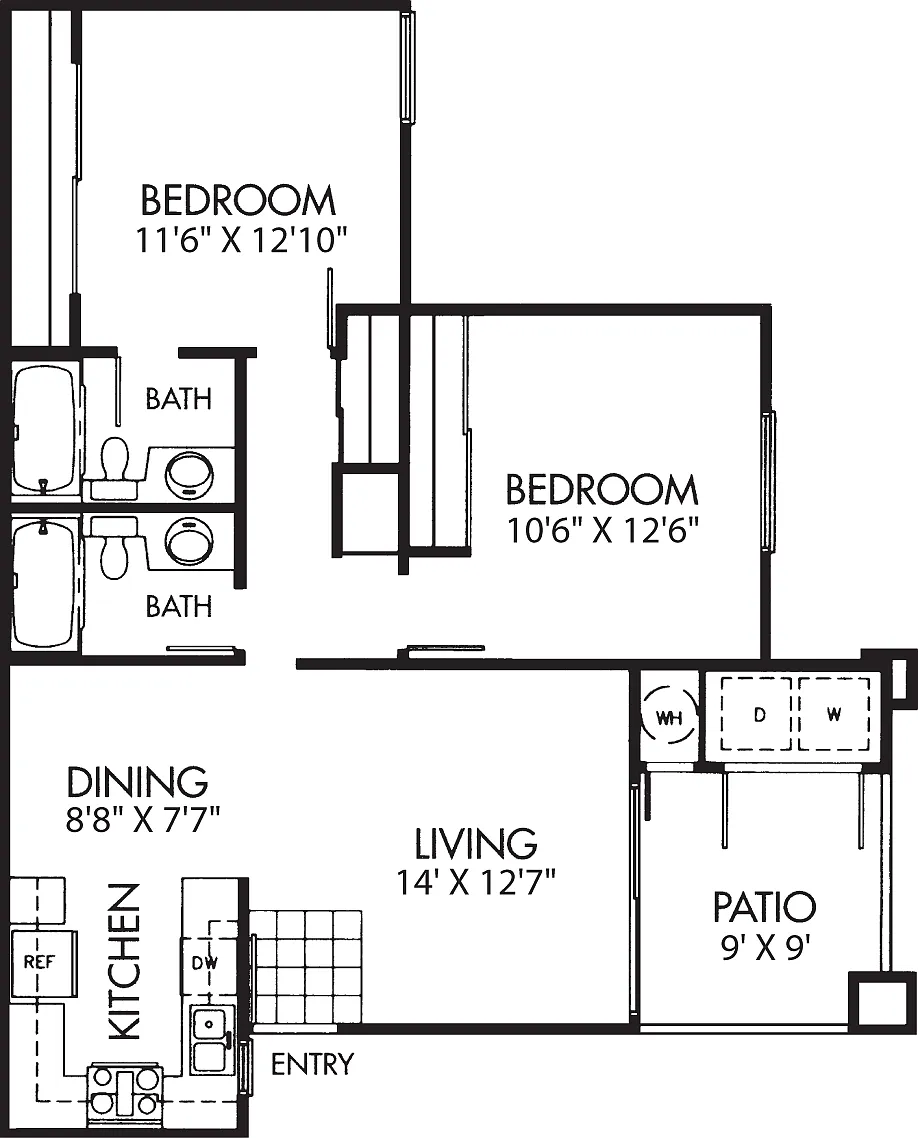 Floor plan Two Bed Two Bath