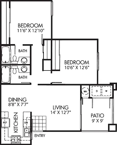 Floor plan Two Bed Two Bath