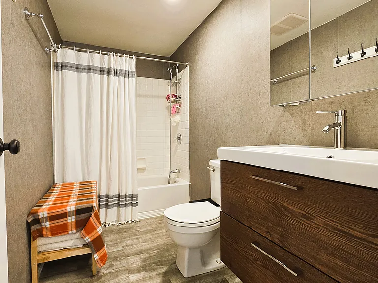 master bath, Newly installed vanity with sink, mirror cabinet