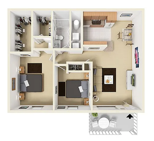 Floor plan 2B/1B