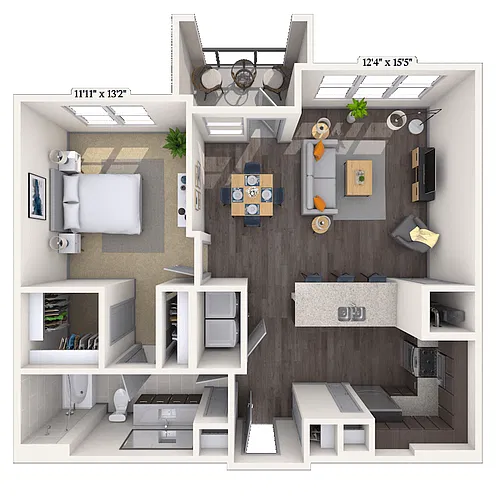 Floor plan Traditional 1x1-884 SF-FP