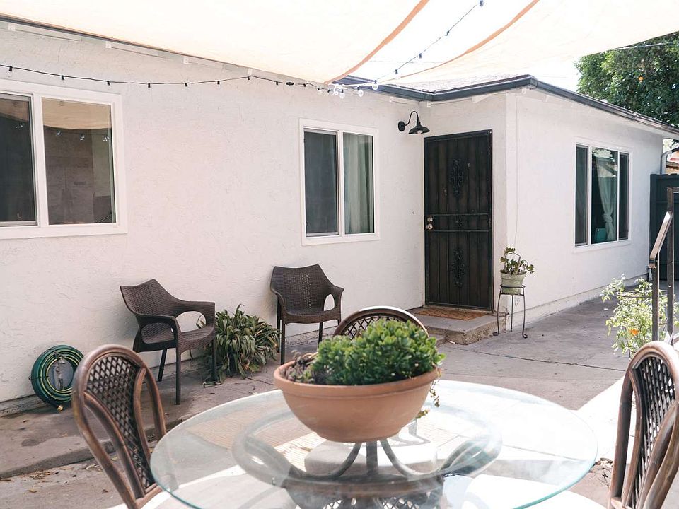 Front of house - private yard / patio area