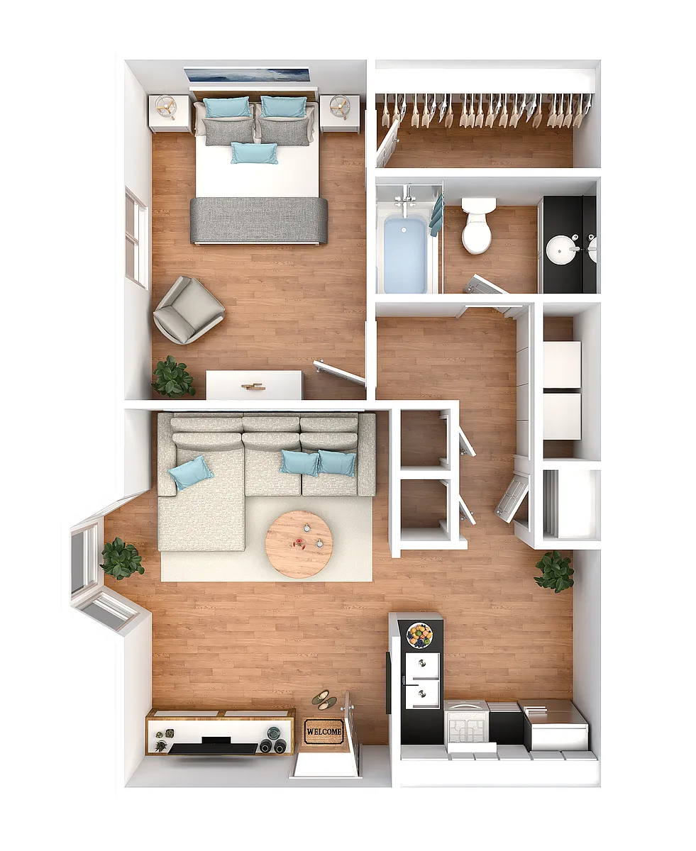 Floor plan Acklen Park 1 Bedroom A