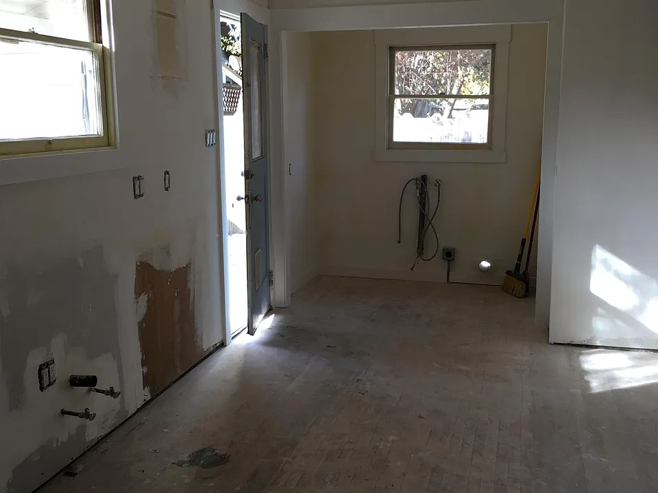 Kitchen being updated. Hook-up for washer/dryer on back wall