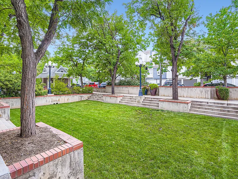 Visitor parking surrounds the courtyard