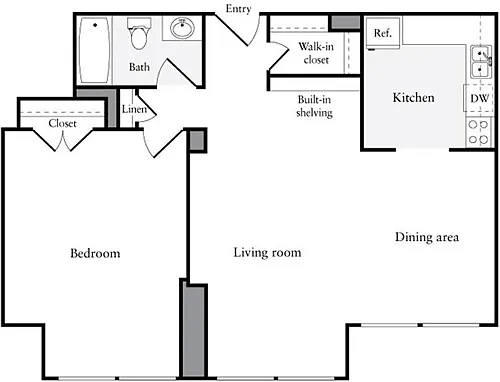 Floor plan 1 Bedroom G