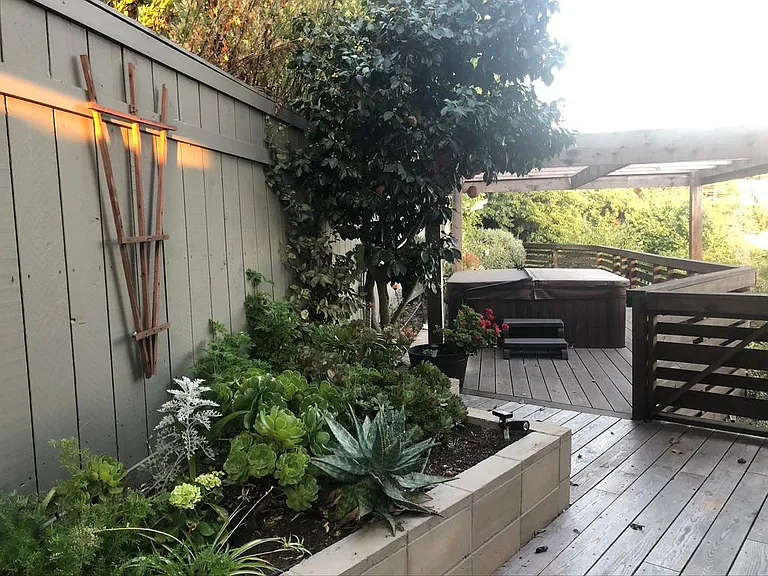 Hot tub on bay view deck