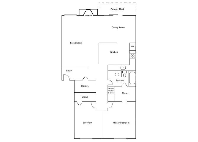Floor plan 2 Bed 1 Bath B