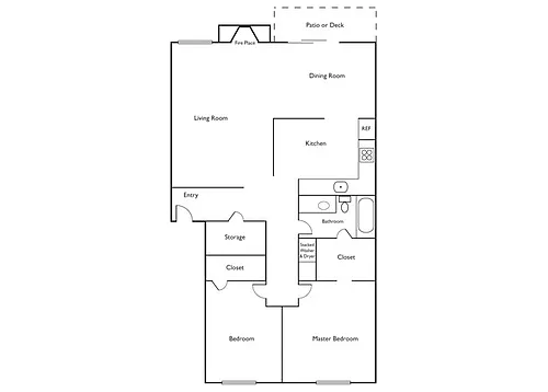 Floor plan 2 Bed 1 Bath B
