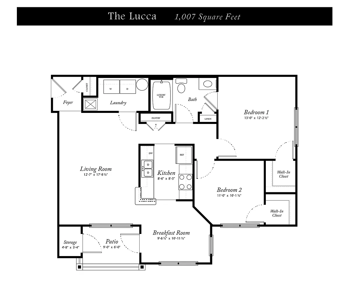 Floor plan Lucca 2BR 1BA