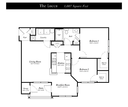 Floor plan Lucca 2BR 1BA