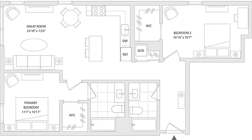 Floor plan 2 BR Q