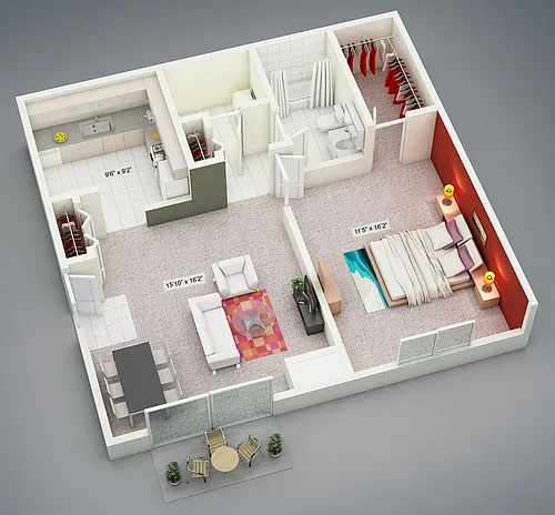 Floor plan One Bedroom Standard