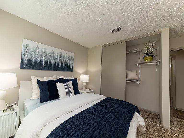 Cozy bedroom with carpet