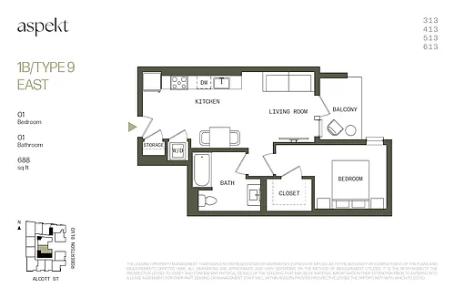 Floor plan 1B TYPE 9 EAST
