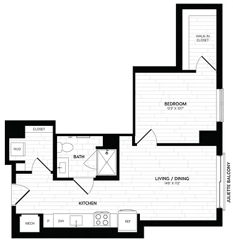 Floor plan 1 Bed/1 Bath-A4