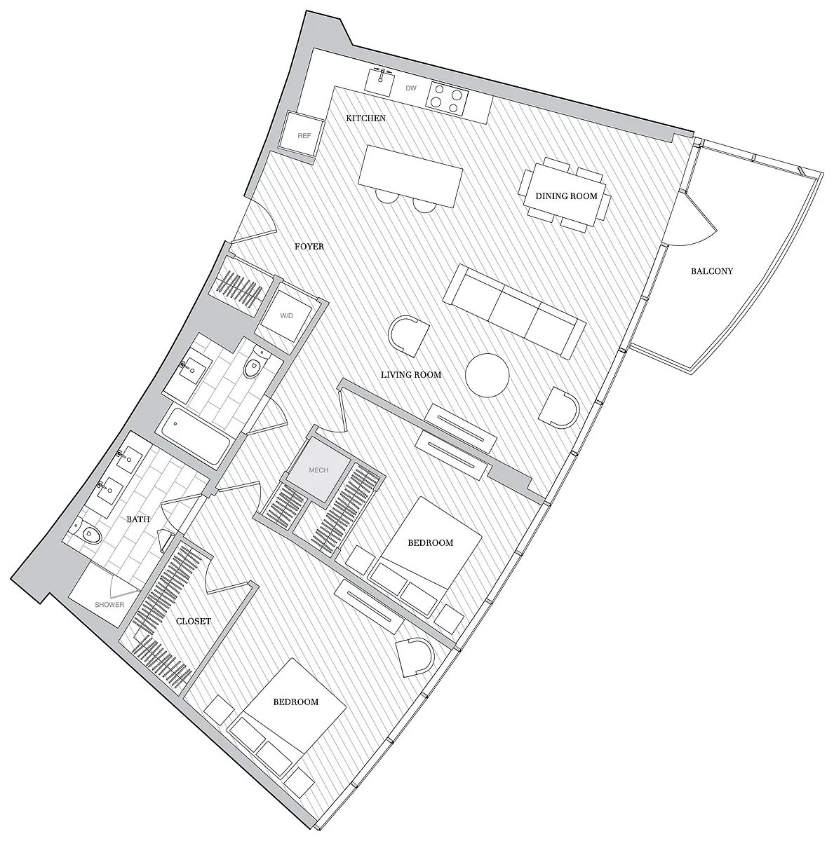 Floor plan 2 Bed 2 Bath B2G