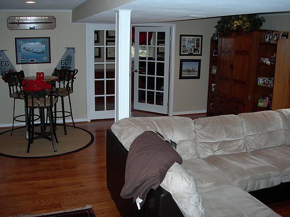 Family room in walk out basement