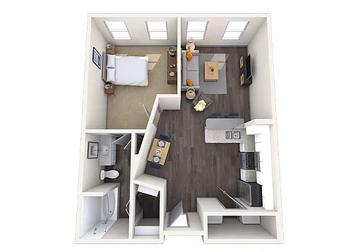 Floor plan Studio 0x1 513-780 SF