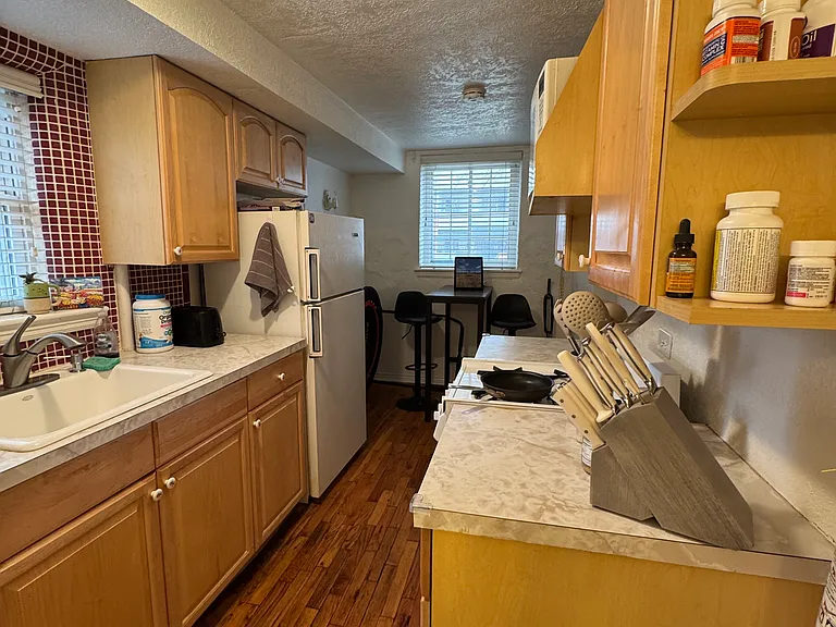 Kitchen looking into dining area