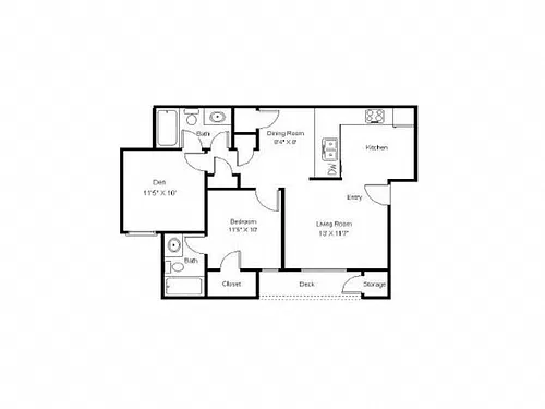 Floor plan 1x2 with Den