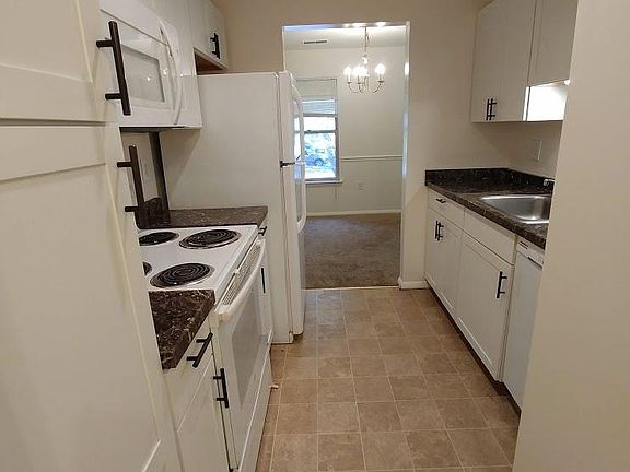 Updated kitchen complete with microwave over the stove, dishwasher, and pantry cabinet.