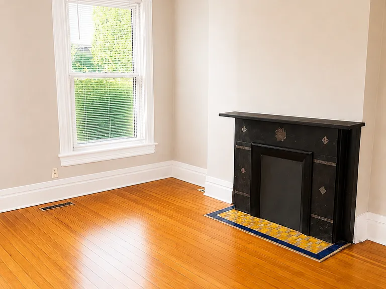 Living Room with decorative fireplace.