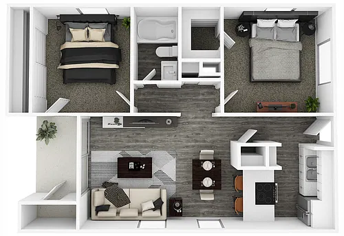 Floor plan Two Bedroom One Bath
