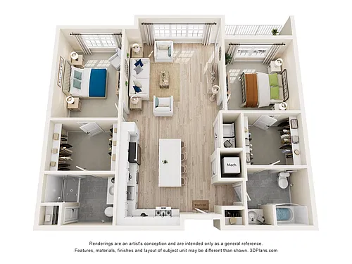 Floor plan 2D - Two Bedroom