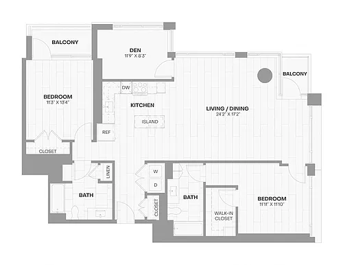 Floor plan 2 Bed/2 Bath/Den-2500