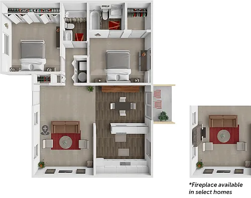 Floor plan 2 Bed 2 Bath