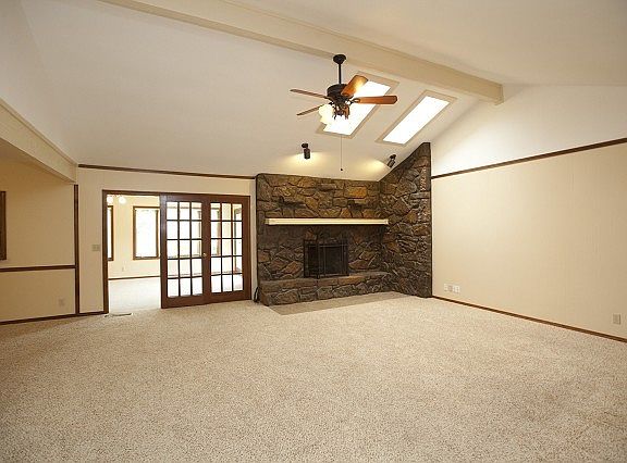 Massive stone fireplace