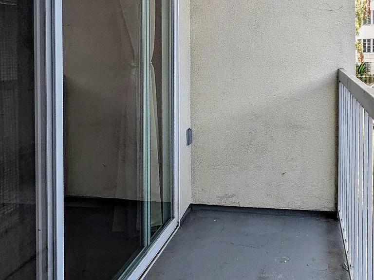 Private balcony next to living room