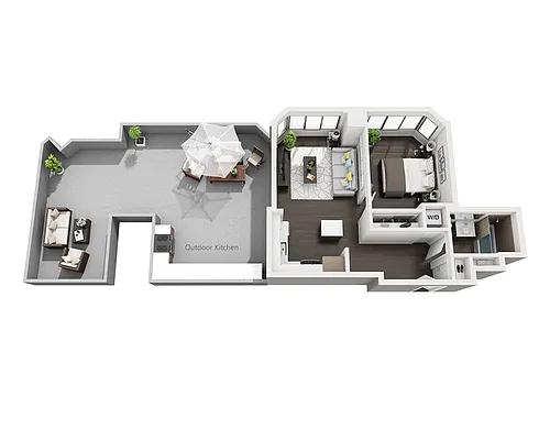 Floor plan One Bedroom A1D