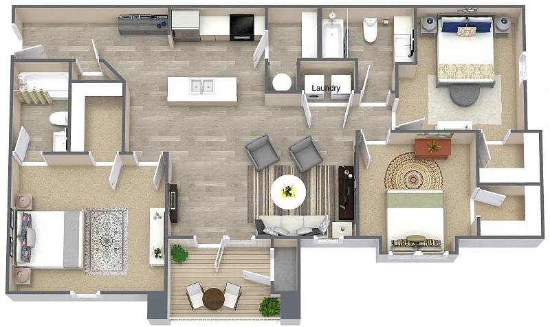 Floor plan 3 Bedroom 2 Bath