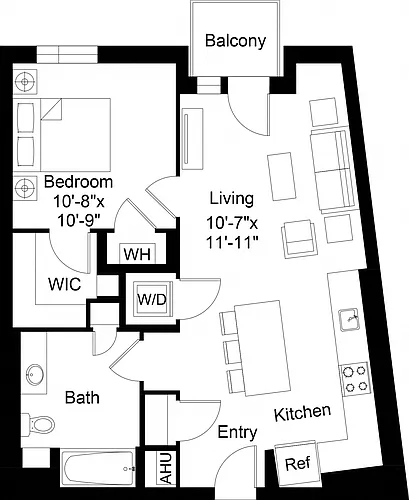 Floor plan 1 Bed/1 Bath-A25