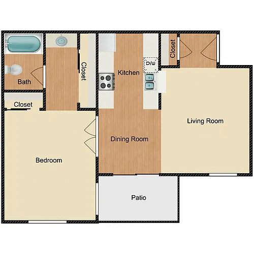 Floor plan 1 Bed 1 Bath